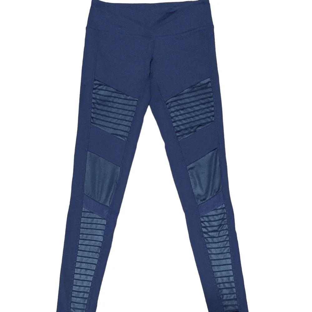 Alo moto mid rise sport active wear leggings blue size XS